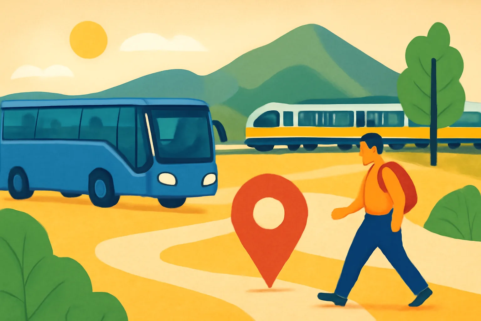 No railway station, no problem: how to get to Tumut without a car — editorial illustration